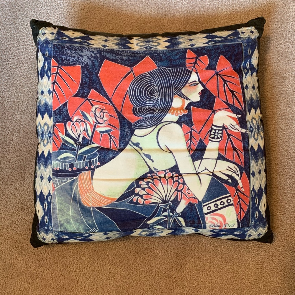 Unique hand painted cushion cover with filling